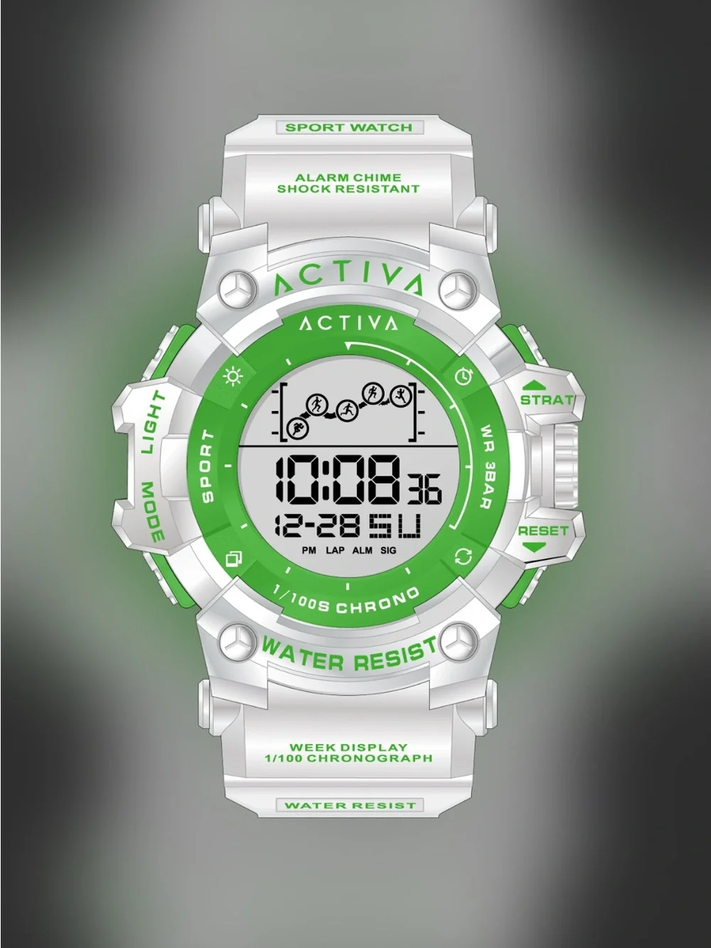 ACW8082-030 - Activa Digital Essentials Unisex 50mm White and Green